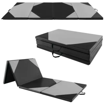 300 x 117 x 5 cm Turnmatte aus Kunstleder mit Kletterverschluss &amp; Tragegriffen blau