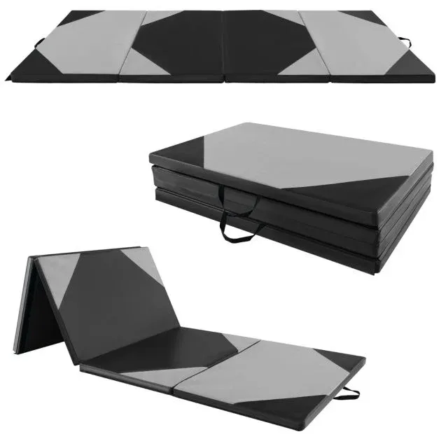300 x 117 x 5 cm Turnmatte aus Kunstleder mit Kletterverschluss &amp; Tragegriffen blau