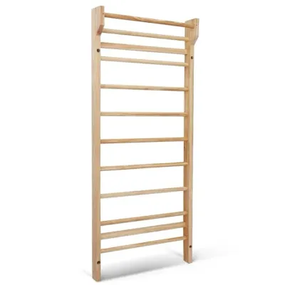 Holz Sprossenwand mit Klimmzugstange &amp; 10 Sprossen Kletterwand 150kg Belastbar Turnwand