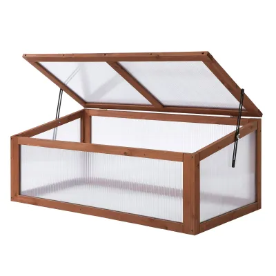 Mini-Gewächshaus, Kleines Frühbeet für den Garten, mit PC-Platten, 100L x 65B x 40H cm, braun