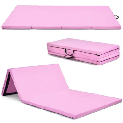 240 x 120 x 5 cm Weichbodenmatte Gymnastikmatte klappbar Yogamatte mit Klettverschluss und 2 Tragegriffe Rosa