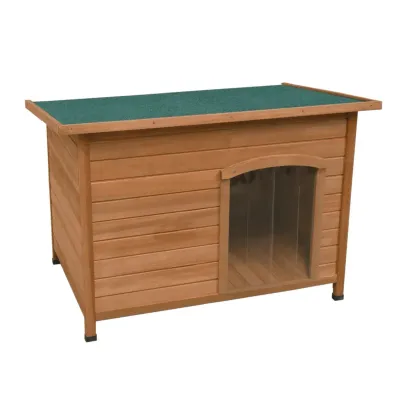 Hundehütte gross aus Holz – 80 x 115.5 x 78,5 cm Tannenholz, klappbares Dach, erhöht, wetterfest