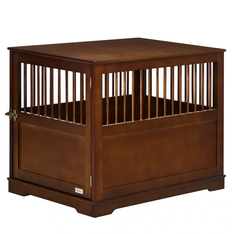 Heim-Hundebox – Verriegelung, erhöhter Stand, Transportbox, Braun (80,5x59,5x67,5cm)