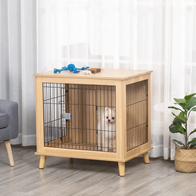 Heim-Hundebox, Hundehütte aus Holz mit Tisch