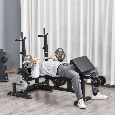 Multi Trainingsbank mit Langhantel-Ablage Hantelbank verstellbar Kraftstation