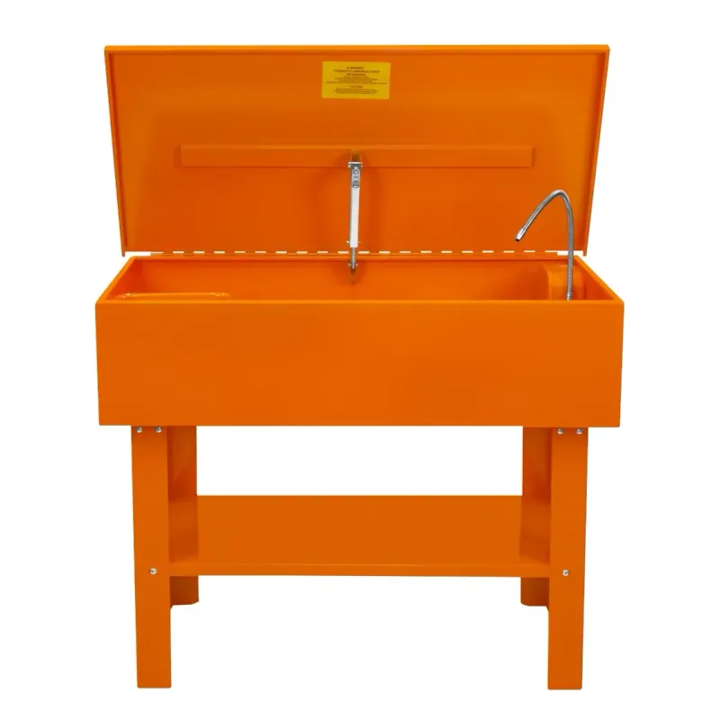 Teilewaschgerät 180 L – Stahl, Pumpe 2,7–3,6 L/min, flexibler Sprühschlauch, Ablage, Deckel mit Schmelzlot