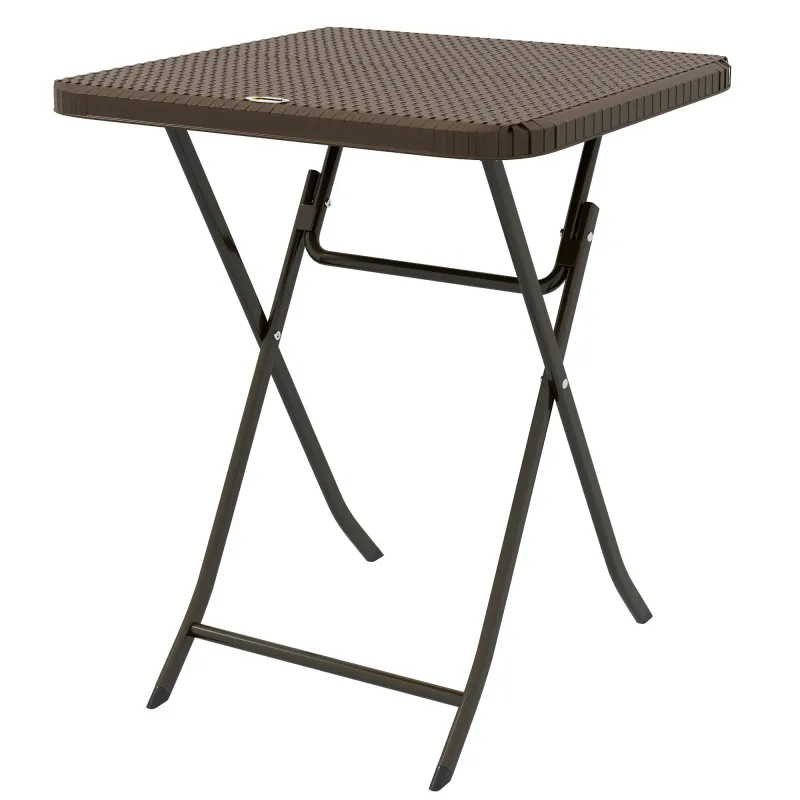 Klapptisch, Rattan-Gartentisch stilvoll gemütlich chic 60L x 60B x 71H cm Metall HDPE braun