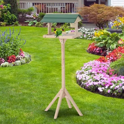 Vogel Futterhaus mit Ständer Vogelhaus Kiefer 49.5 x 49.5 x 121cm Natur