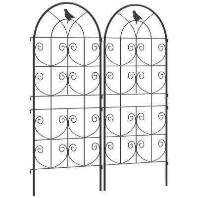 Rankgitter, Rosengitter Metall 2er Set zum Stecken rostfrei mit Vogeldesign 50x120 cm Schwarz