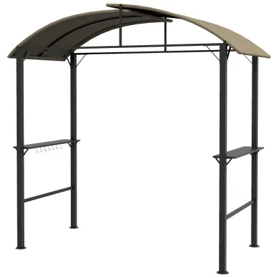 Grillpavillon, 2 Seitenablagen, Haken, Stahlrahmen, 1,1 x 2,3m, Khaki
