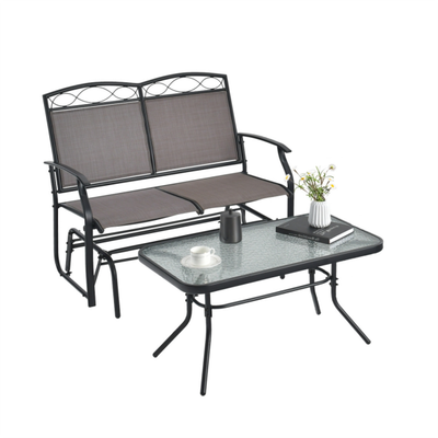 2-Sitzer Schaukelbank mit Couchtisch Gartenbank aus Textilene