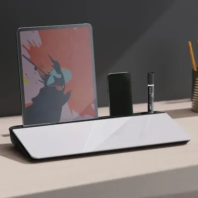 Tisch-Organizer Memoboard für Schreibtisch mit Tablet / IPad-Ständer Glas PP