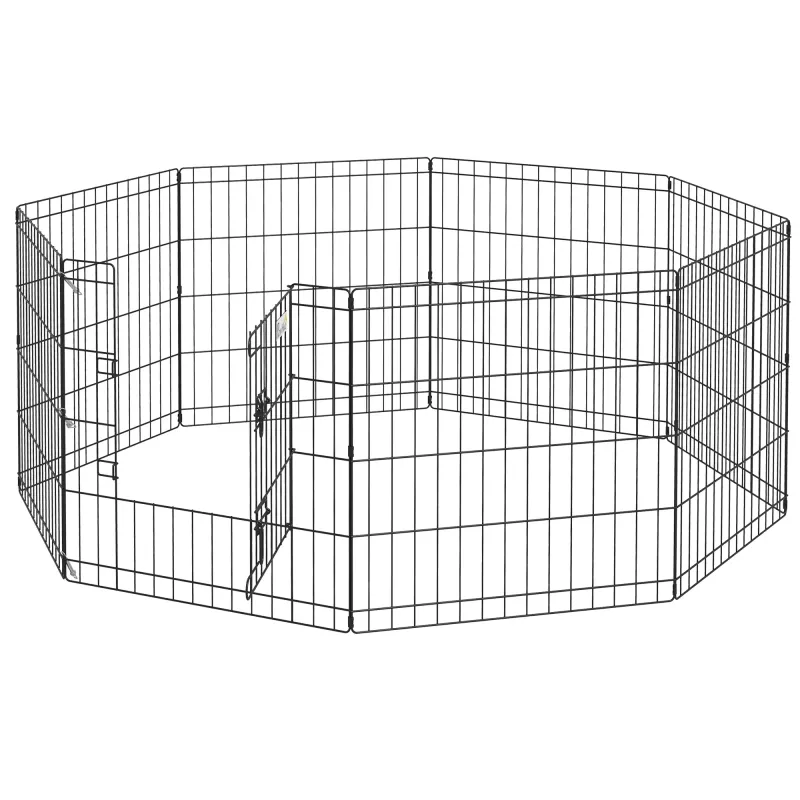 Modulares Gehege für Hunde/Kaninchen 8 Paneele, klappbar, 61x61 cm, schwarz