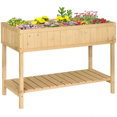 Pflanztisch 120 x 60 x 81 cm Hochbeet Pflanztisch Blumenkasten Natur