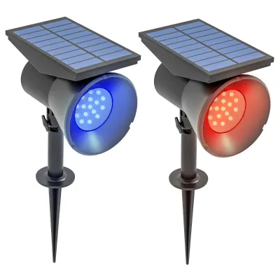 Solarleuchten, 2 Stück Solarlampen, Solar Gartenleuchte mit 2 Lichtfarben, Boden-/Wandmontage, IP54 Wasserdicht für Balkon, Terrasse, Schwarz