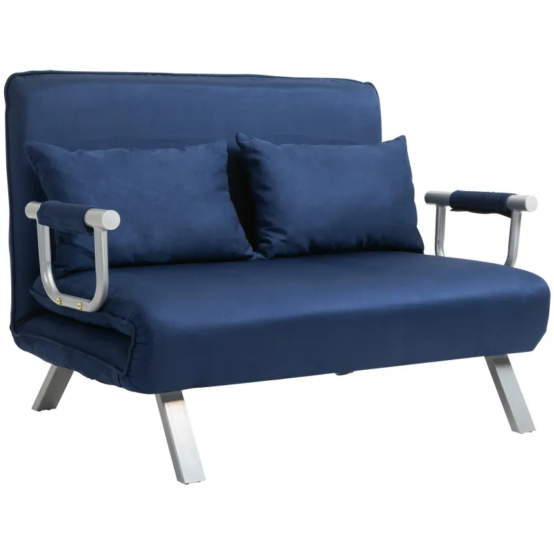 Schlafsofa, 5-fach verstellbar, Wildlederimitat, Gästebett, inkl. Kissen, Marineblau