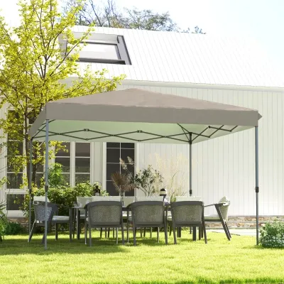 Faltpavillon, höhenverstellbar, Metallrahmen mit Gewichten, 3,6 x 3,6m, Beige