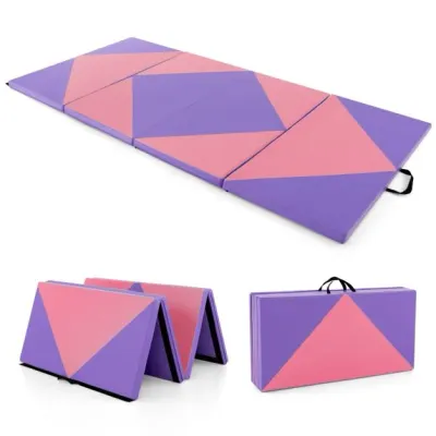 Klappbare Weichbodenmatte Tragbar Gymnastikmatte Yogamatte 240 x 117 x 5 cm Violett