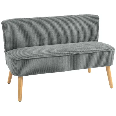 2-Sitzer Polstersofa, Holz, Samtartiges Polyester, Schaumstoff, 117 x 56,5 x 77 cm, Grau