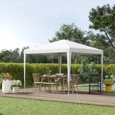 Gartenpavillon Partyzelt Pavillon Gartenzelt Festzelt Zelt Klicksystem 90 g/m² PE-Blache Weiss 2,7 x 2,7 m