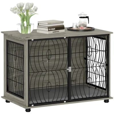 Hundebox, Hundekäfig Grau – Komfort &amp; Sicherheit für Grosse Hunde (100x60x73,5 cm)