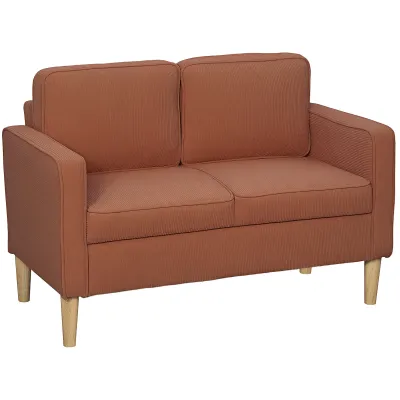 Zweisitzer-Sofa mit Stauraum und soliden Holzbeinen, für Wohnzimmer, Schlafzimmer, 117 x 63 x 79 cm, Rostrot