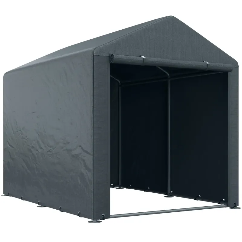 Geräteschuppen, Zeltgarage, grosse Tür, rostfreier Metallrahmen, 160x218x172 cm, Dunkelgrau