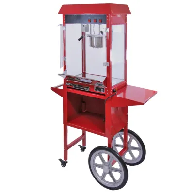 Retro Popcornmaschine 225 g mit Wagen | Edelstahlkessel, Wärmelampe, 1,37 kW