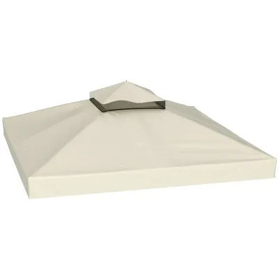 3 x 3 m Ersatzdach für Pavillon mit Wasserablauf-Löchern, UPF30+, cremeweiss