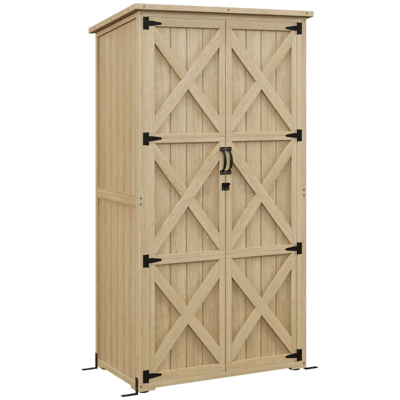 Gartenschrank für Werkzeuge, 2 Regale, Bitumendach, Kiefer imprägniert