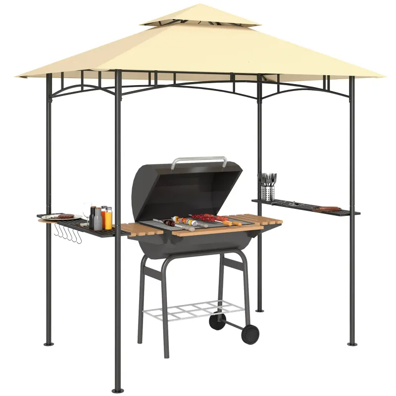 Grillpavillon mit LED 240 x 150 x 258 cm wasserabweisend, beige Grillpavillon mit LED 240 x 150 x 258 cm wasserabweisend, beige