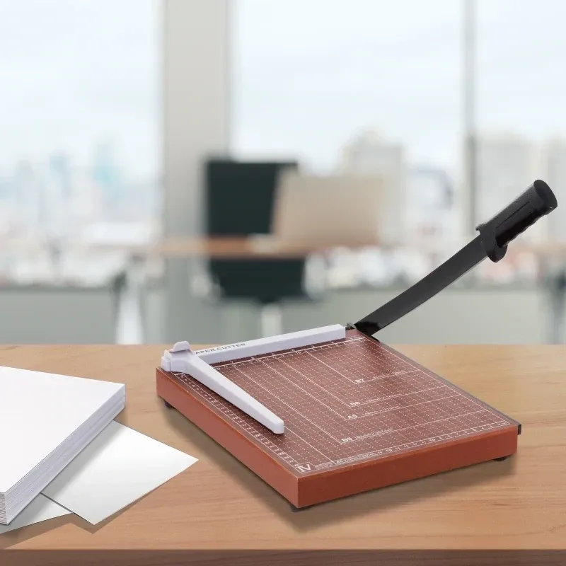 Papierschneidemaschine Hebelschneider Papierschneider bis DIN A4 Metall Braun 48 x 26,5 x 5cm