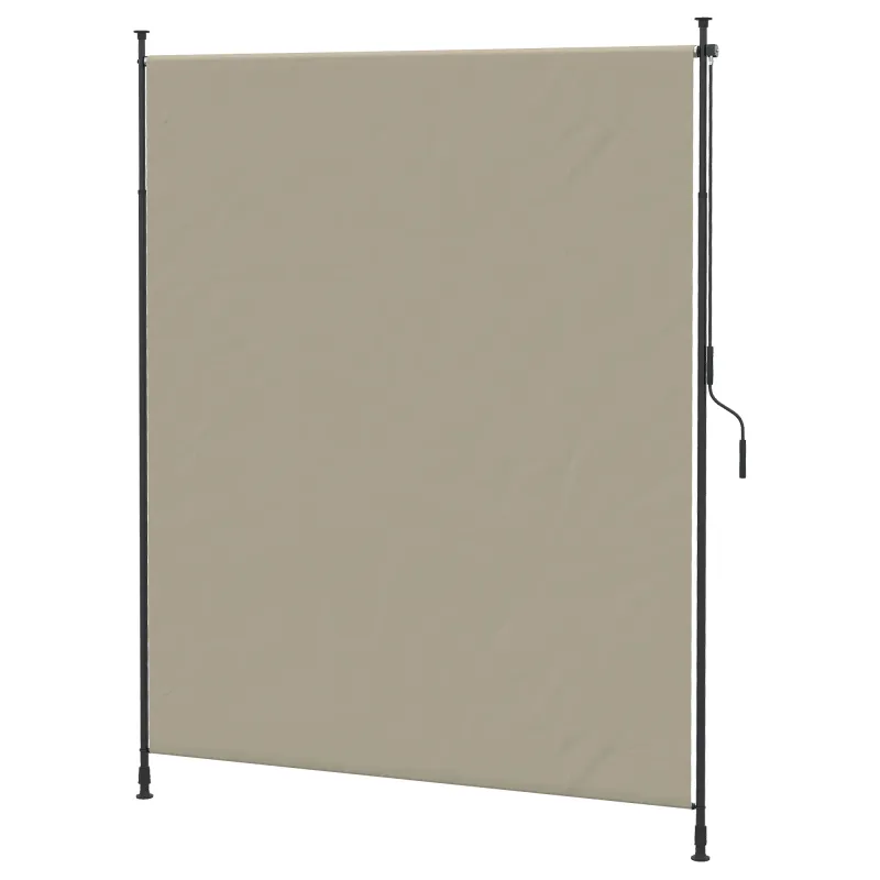 Seitenmarkise, Sichtschutz, Montage ohne Bohren, höhenverstellbar, mit Handkurbel, Metallrahmen, sandfarben, 2 x 2,15-3,05 m