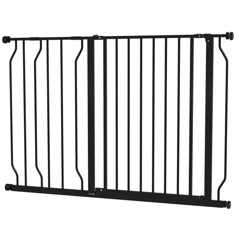 Hunde-Absperrgitter, 75–115x76 cm, schwarz, Klemmmontage, Stahl/ABS, verstellbar