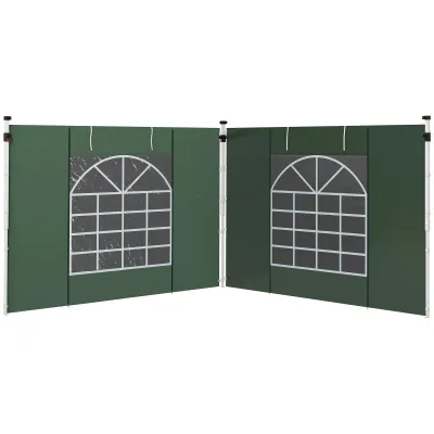 2er-Set Seitenwände für 3 x 3/ 3 x 6 m Pavillon mit Fenster, Tür, Ersatzwände für Partyzelt, Oxfordstoff, Grün