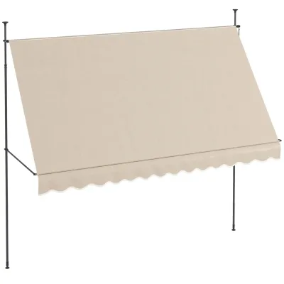 Sonnenstore, Klemmmarkise 3,5m x 1,2m x 2,1-3m Metall Aluminium Polyester Sand