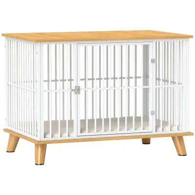 Hundebox, Hundekäfig Weiss/Grau (86x60x70 cm) – Kissen &amp; Belüftung