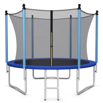 Ø 305 cm Trampolin Freizeit-Trampolin mit Sicherheitsnetz Schwarz + Blau