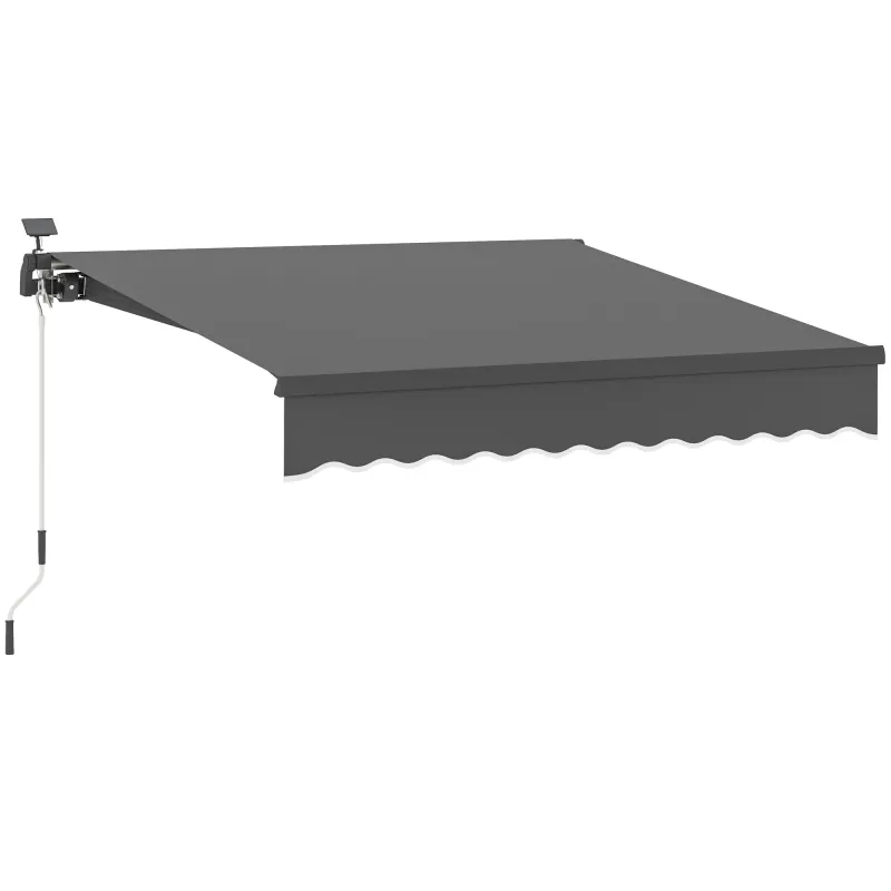 Sonnenstore, Markise mit Solar-Beleuchtung, Gelenkarmmarkise, 3m x 2.5 m Grau