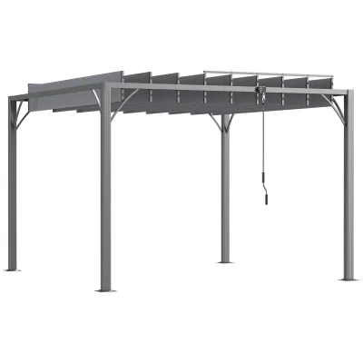 Bioklimatische Pergola 3 x 3 m mit verstellbaren Lamellen | Aluminium, Grau, UV 50+