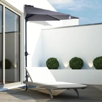 Alu Sonnenschirm Kurbelschirm halbrund grau