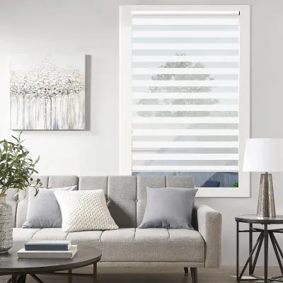 Doppelrollo mit Fernbedienung, USB-Schnittstelle, aufladbarer Akku, 120 cm x 180 cm x 7 cm, Weiss