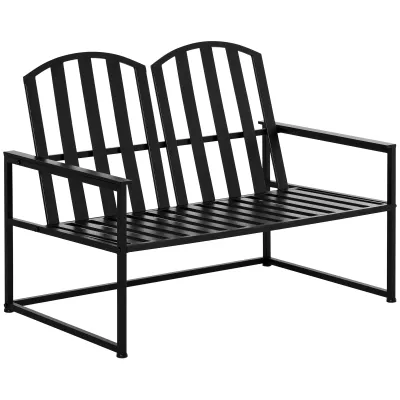Metall-Gartenbank für 2 Personen 108L x 63B x 80H cm schwarz