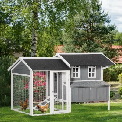 Hühnerstall Geflügelstall mit Nistkasten Rampe winterfest Hühnervoliere 2 Ebenen Gehege