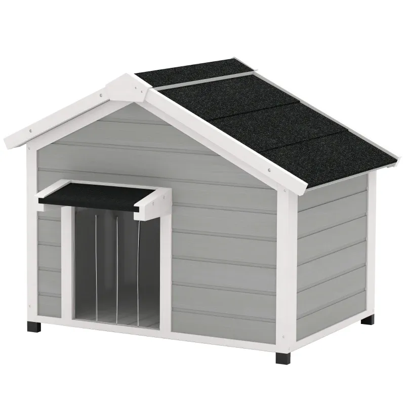 Massive Holz Hundehütte – abnehmbares Dach, 95x68x76cm, Hellgrau