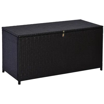Rattan-Kissenbox Auflagenbox Gartenbox Garten Metall Braun L118 x B54 x H59cm