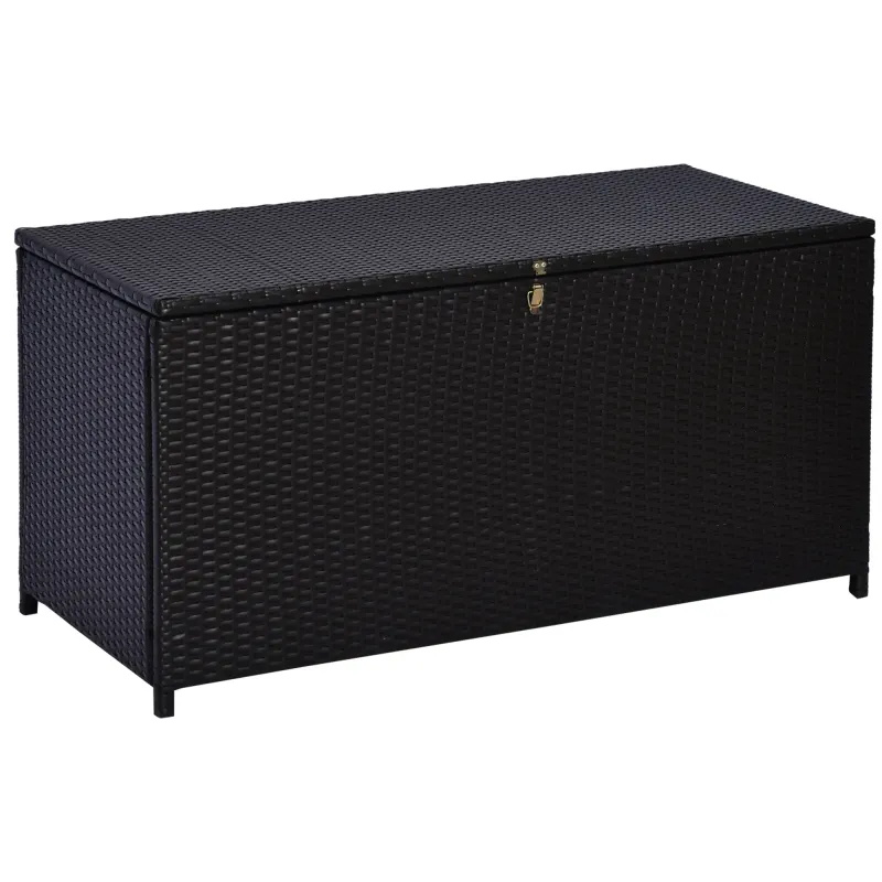 Rattan-Kissenbox Auflagenbox Gartenbox Garten Metall Braun L118 x B54 x H59cm