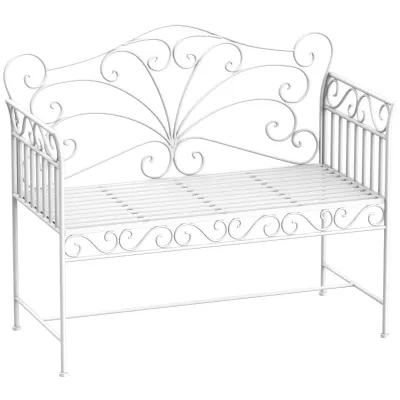 Gartenbank 2-Sitzer Metall Weiss