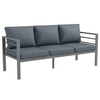 Gartensofa 3-Sitzer mit Sitz- und Rückenkissen - Outdoor-Sofa 185L x 66B x 64H cm