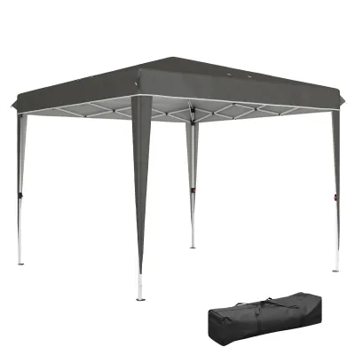 höhenverstellbarer Pop-up-Pavillon mit Tragetasche, Gartenzelt, 3x3m, Dunkelgrau